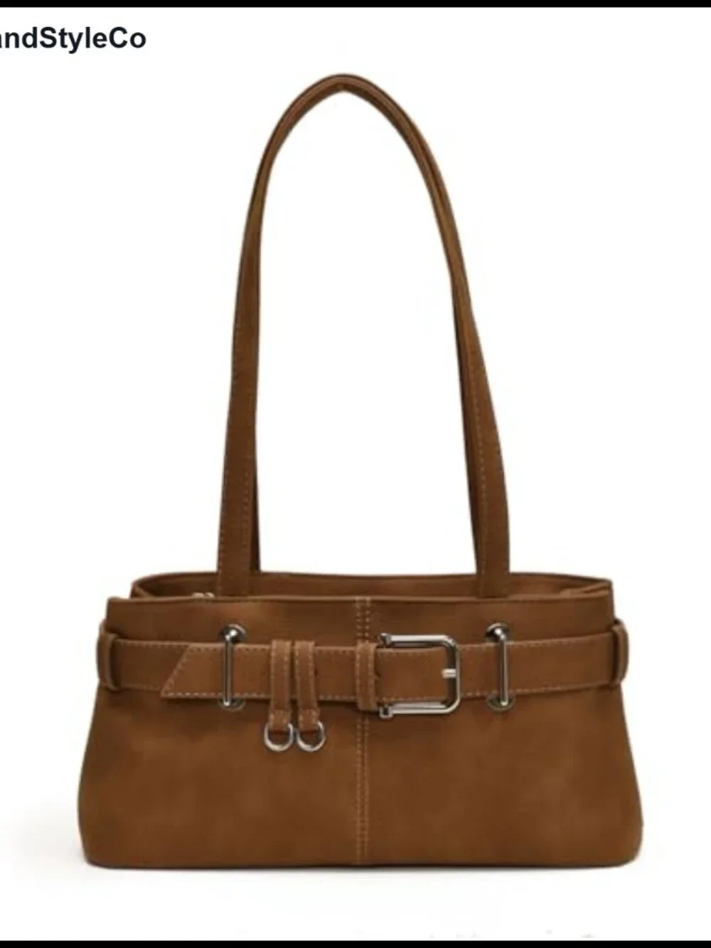 Vintage Y2K Hobo Shoulder Bag Belt Buckle Small PU Leather Underarm Satchel
